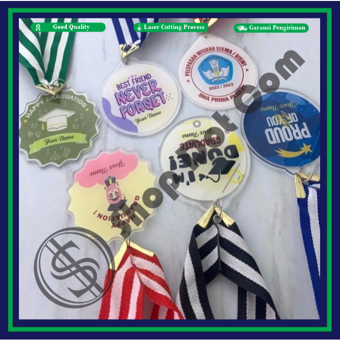 

Medali Acrylic / Akrilik Bening + Stiker (2 Sisi Akrilik) + Tali