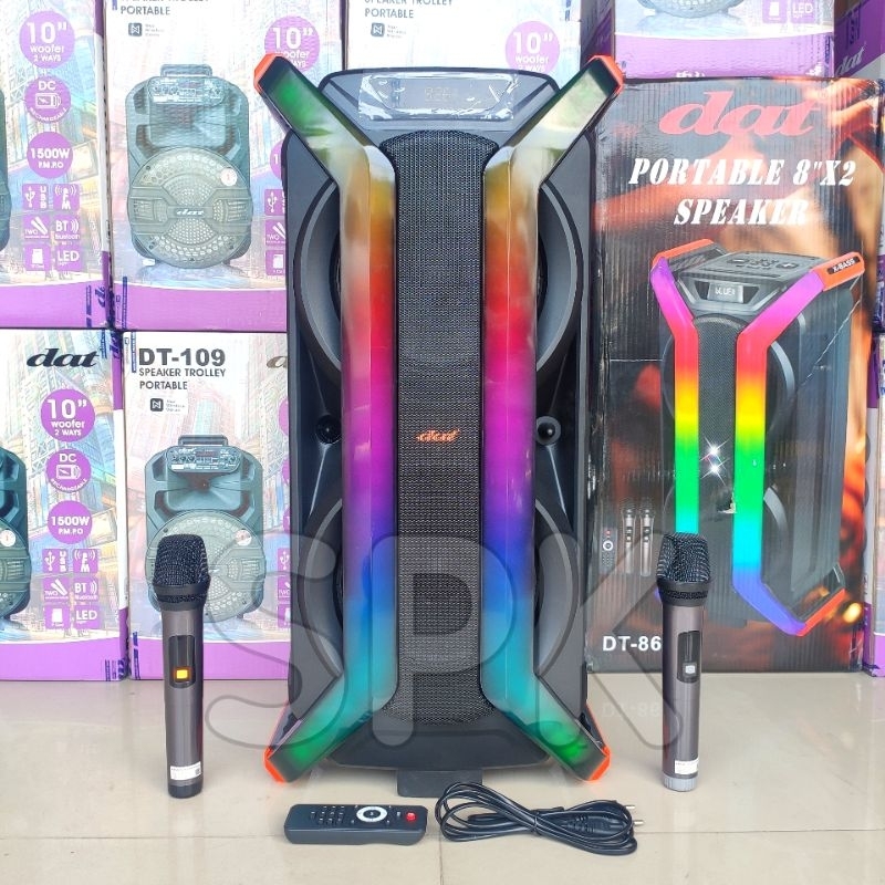 Speaker Portable DAT DT 860 8 inch 2 Mic Wireless