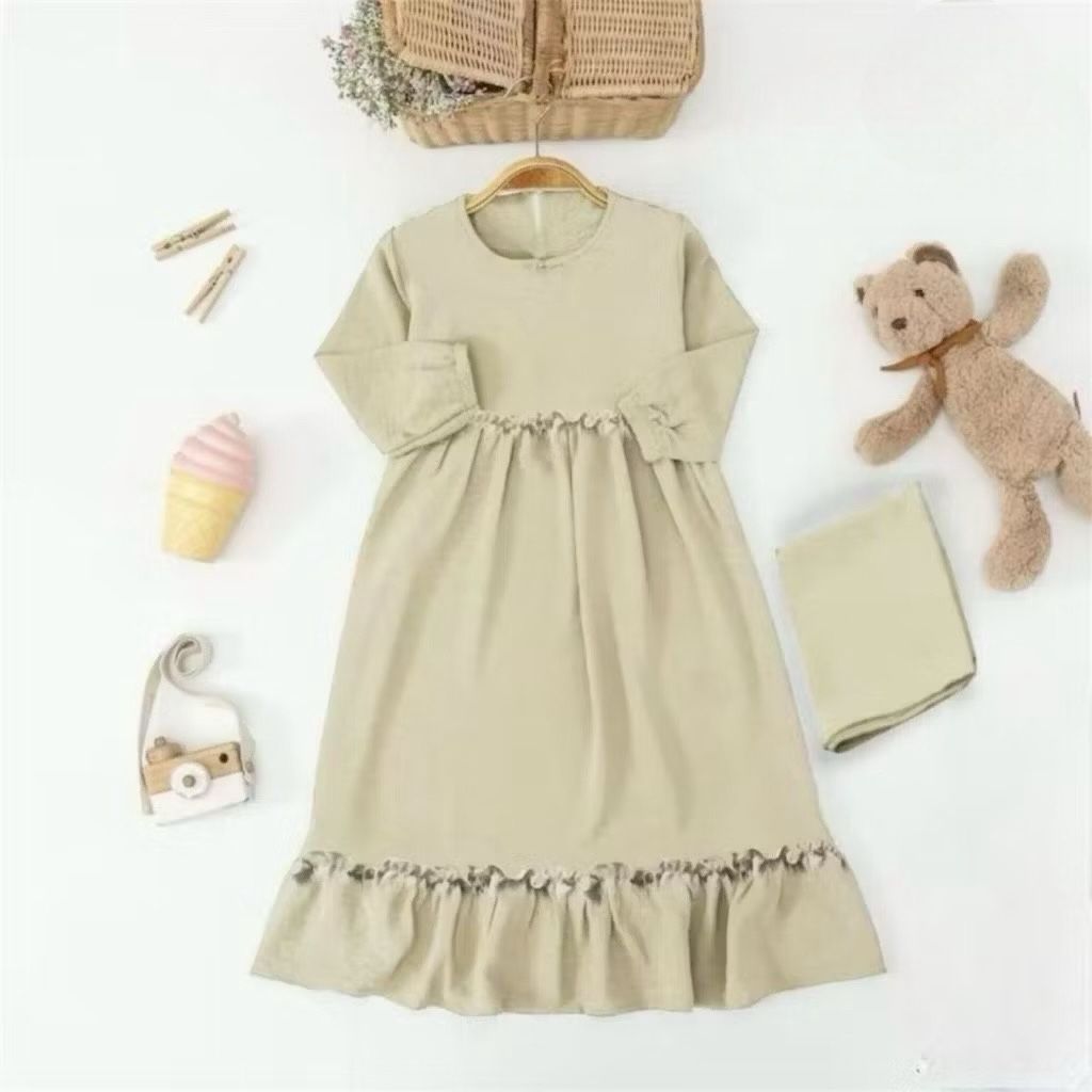 Gamis Muslim (Free Hijab) anak usia 1-5 tahun pakaian muslim anak perempuan gaun anak top fashion mu