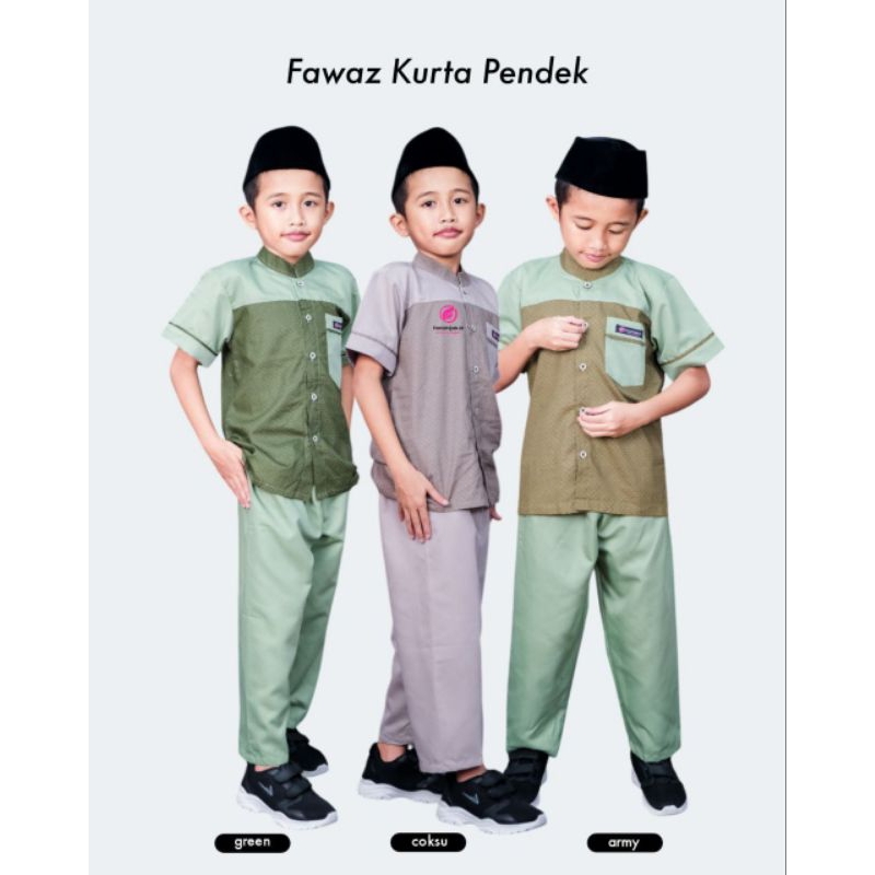 Fawaz kurta pendek/koko anak laki premium/koko anak.laki/kurta anak/setelan koko/koko set celana/kok