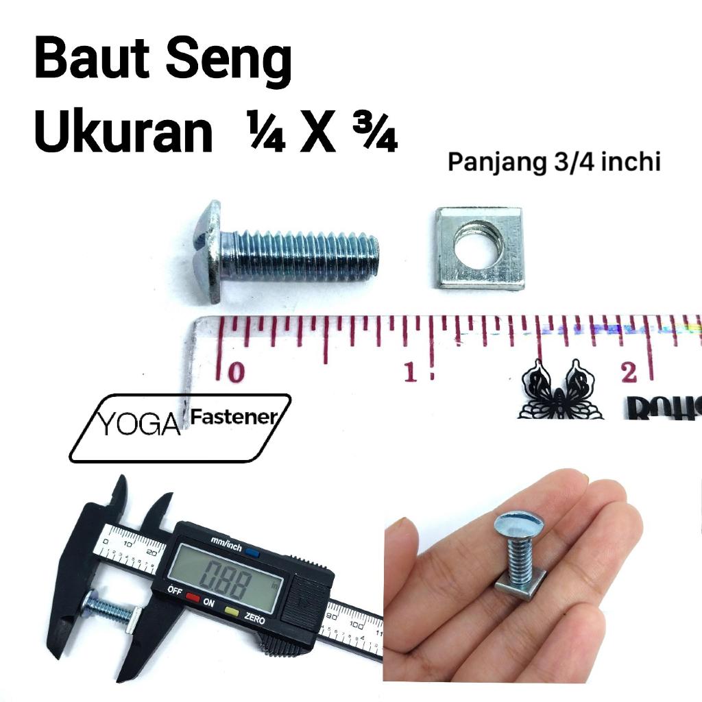 Baut Seng ¼ x ¾ sudah termasuk Mur kotak baut plat nomor