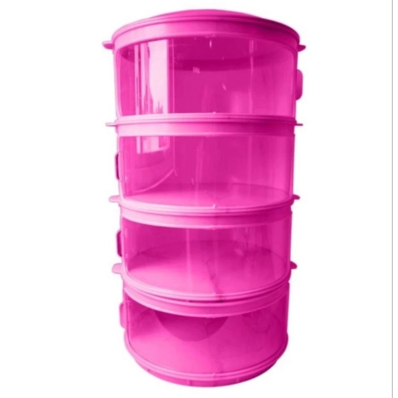 Tudung saji 4 Susun Warna Pink / Tudung saji kekinian/ Dishes keeper