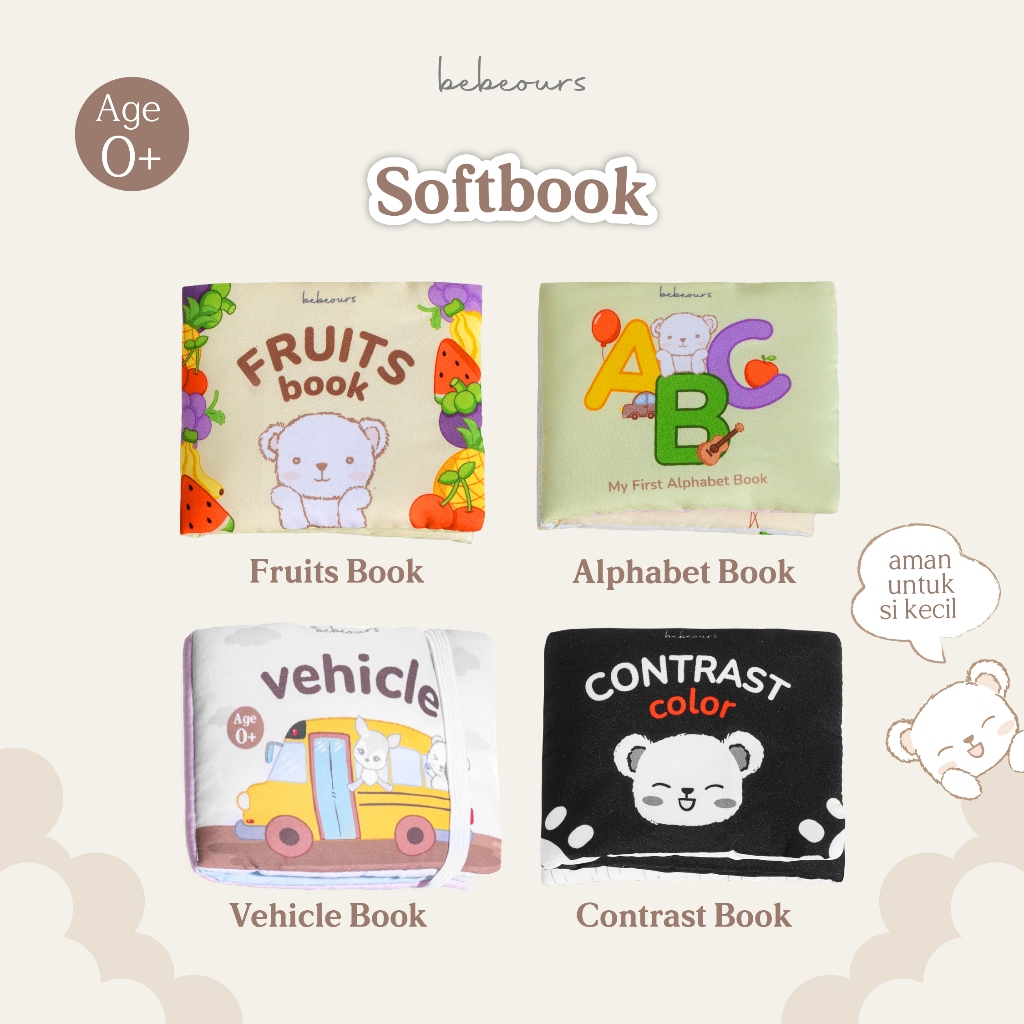 Bebeours Baby Softbook | Baby Book | Contrast Book