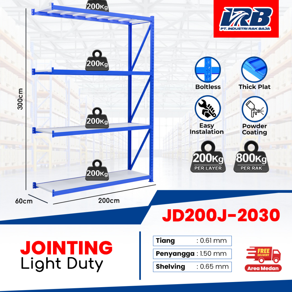Rak Gudang Medan Rak Besi Siku 3 dan 4 Susun RAK STOK 200KG/800KG/JD-200 SERIES LIGHT DUTY JOINTING 
