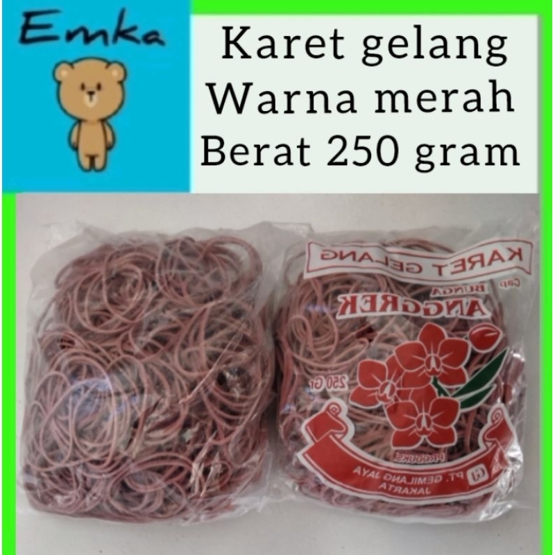 

Karet gelang warna merah berat 250 gram perbiji