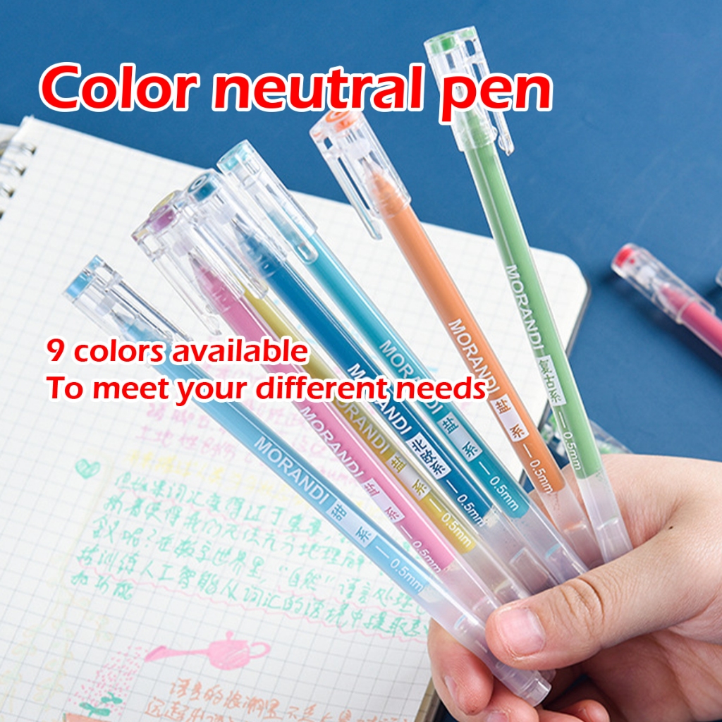 

Pena gel pulpen aesthetic Morandi Real Colors Gel warni 1 set 9 warna colour pen 0.5mm spidol