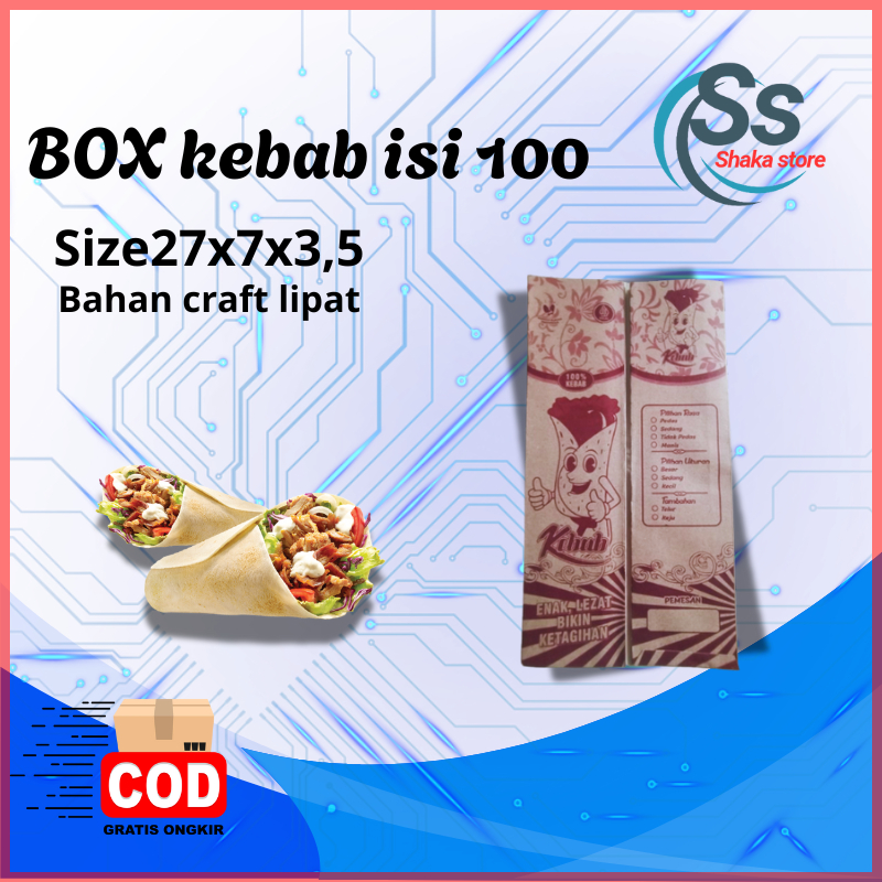 

bungkus kebab wadah kebab Kertas Pembungkus Kebab Craft 27x7x3,5 cm – Kemasan Makanan Food Grade 100 pcs dus kebab bok kebab wadahkebab
