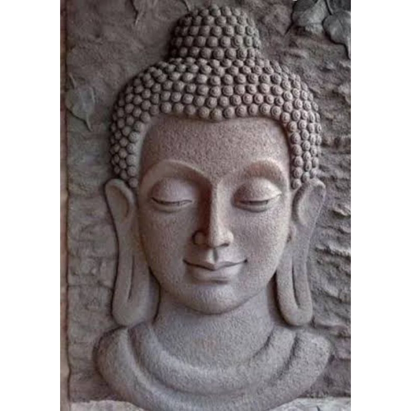 RELIEF CUSTOM GAMBAR BUDHA UKURAN 60x80 TEMPEL DINDING ASLI BATU ALAM