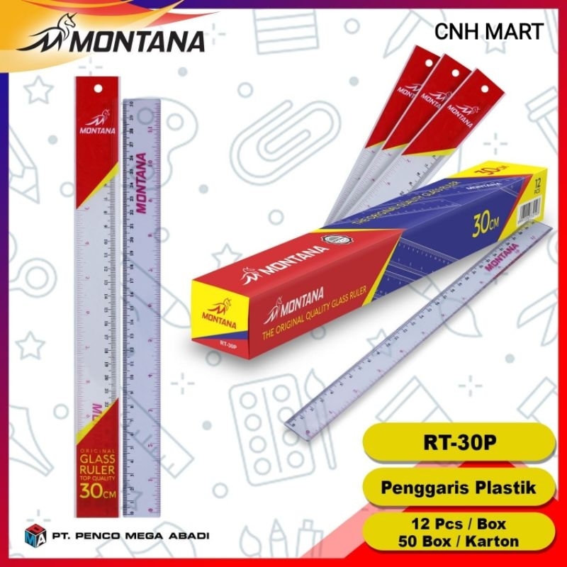 

1Pcs Pengaris Montana Acrylic 30Cm - Pengaris Mika Montana RT-30P Harga 1PCS