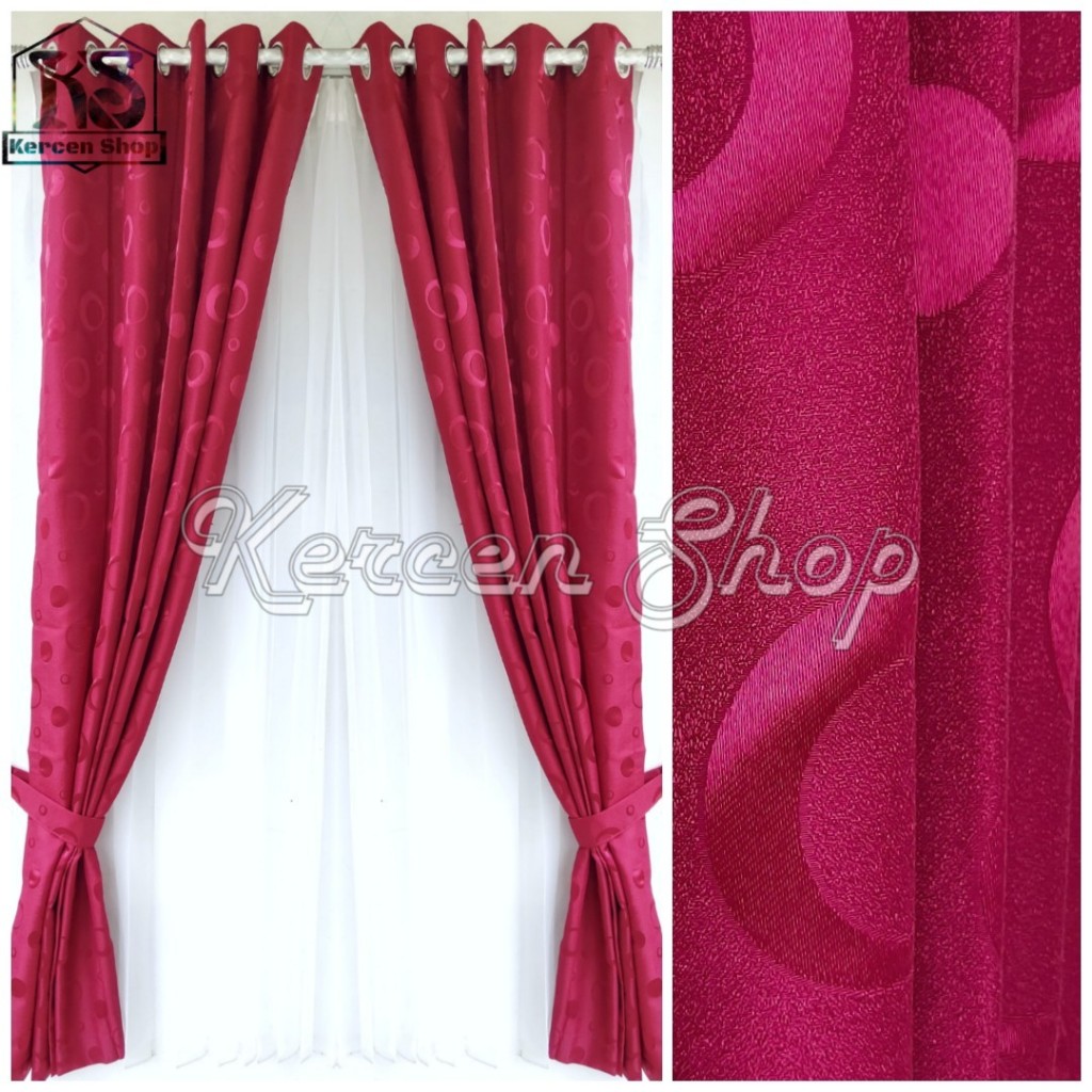 Gorden Jendela Panjang 150 Cm Warna Merah Bahan Tebal Tinggal Pasang