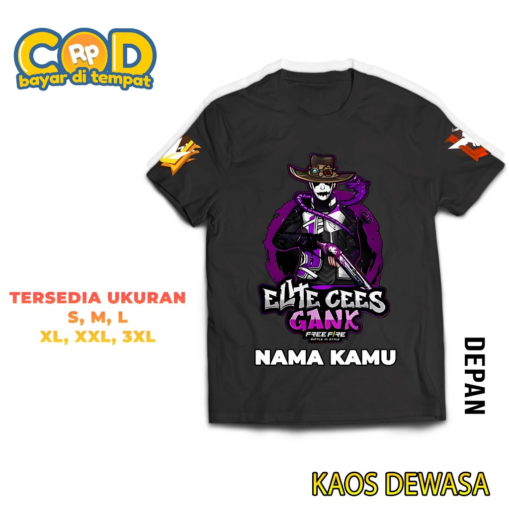 Hosin Shop - Kaos Free Fire Elite CS Cobra Design Terbaru - Baju Distro - Baju FF - Baju Cewek Cowok