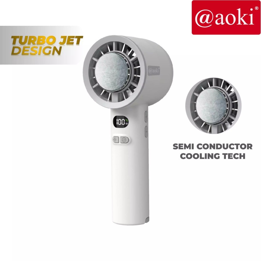 AOKI AF-207MAX 3000mAh Kipas Turbo Cool PRO Mini AC – Super Sejuk Turbo Jet Design Fan Sisi Konditor