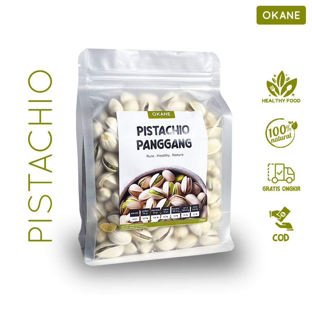 

Kacang Pistachio Panggang OKANE 250 gr / Roasted Pistachio Asin 250 gr