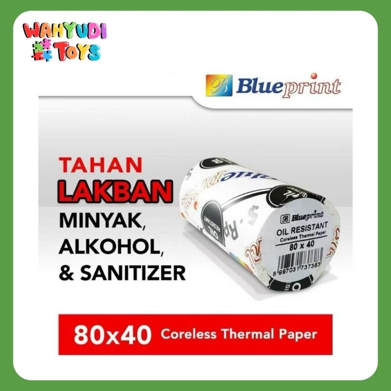 

THERMAL OIL RESISTANT 80MM BLUEPRINT - 80x40 KERTAS THERMAL STRUK TAHAN LAKBAN TAHAN MINYAK