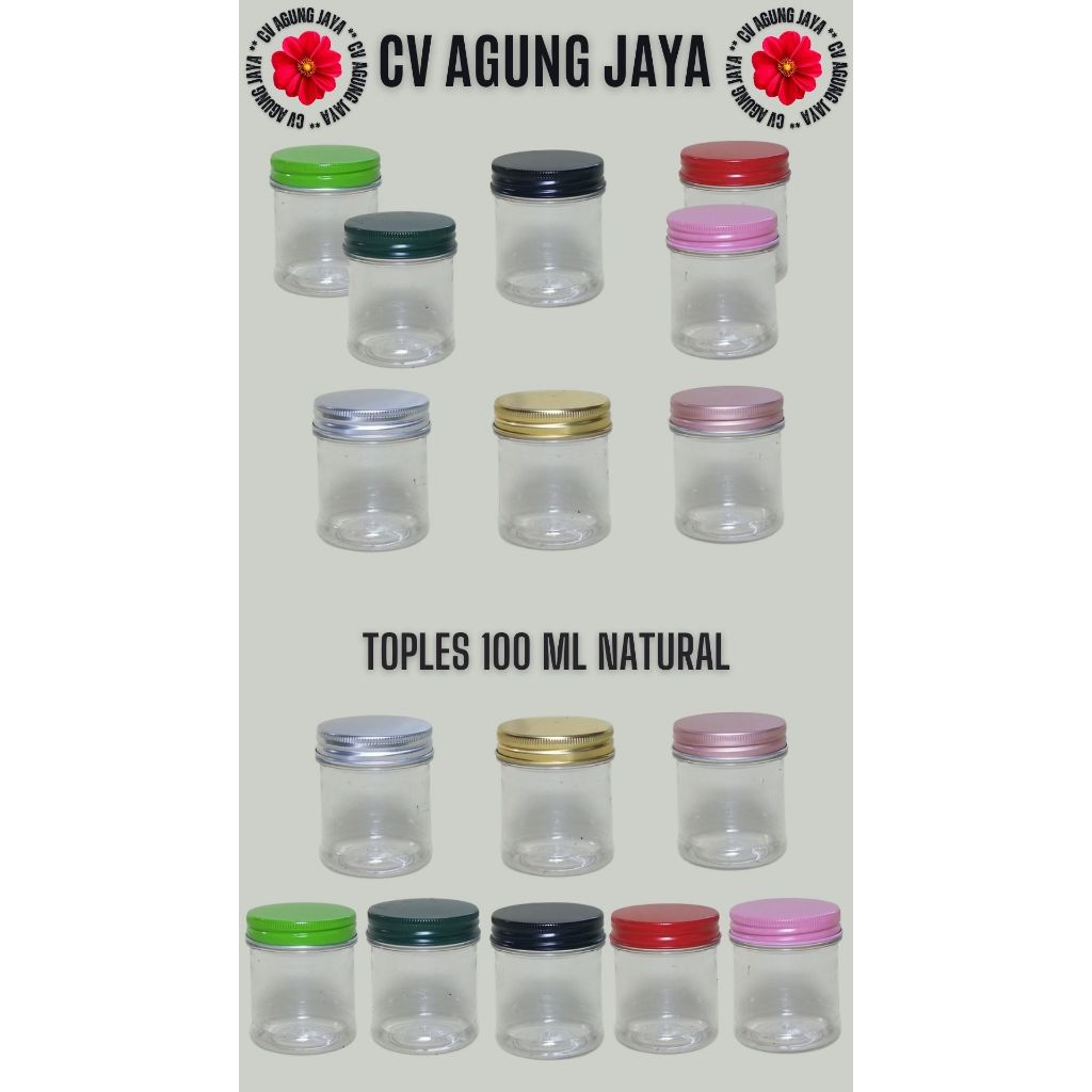 Toples 100 Ml Tabung  Natural Tutup Alumunium  / Toples / Toples Plastik / Toples Tutup Alumunium / 