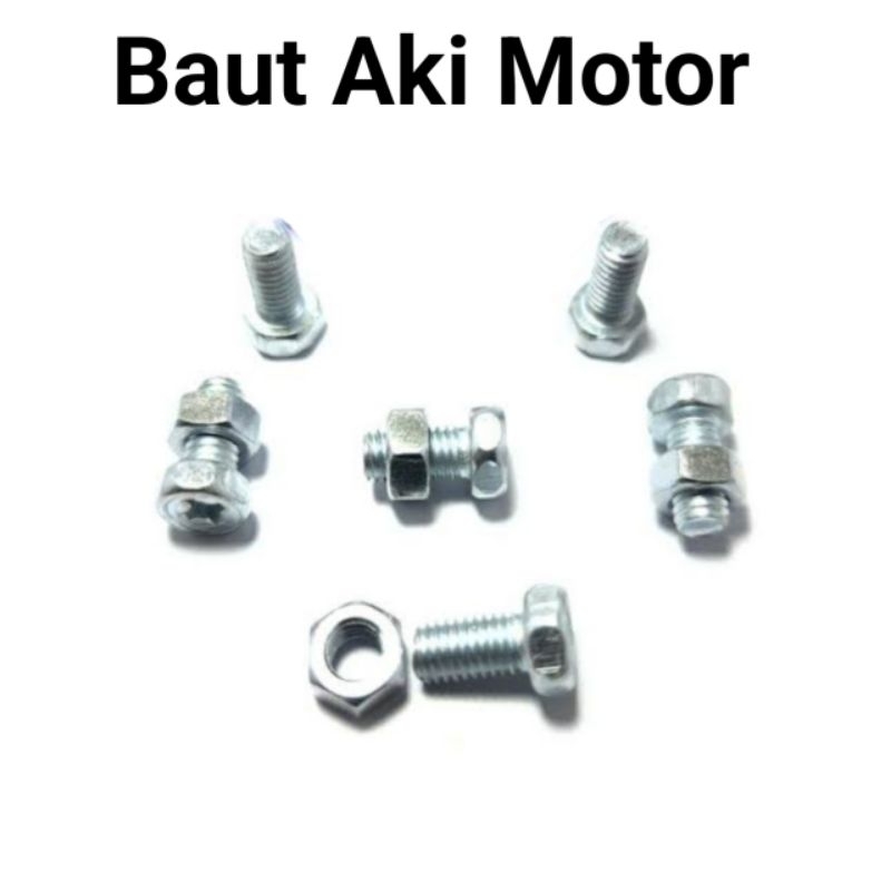 4 Pcs Baut Aki Motor -Baut Aki motor Universal - Baut Aki Basah semua motor - Baut Aki Kering-Baut M