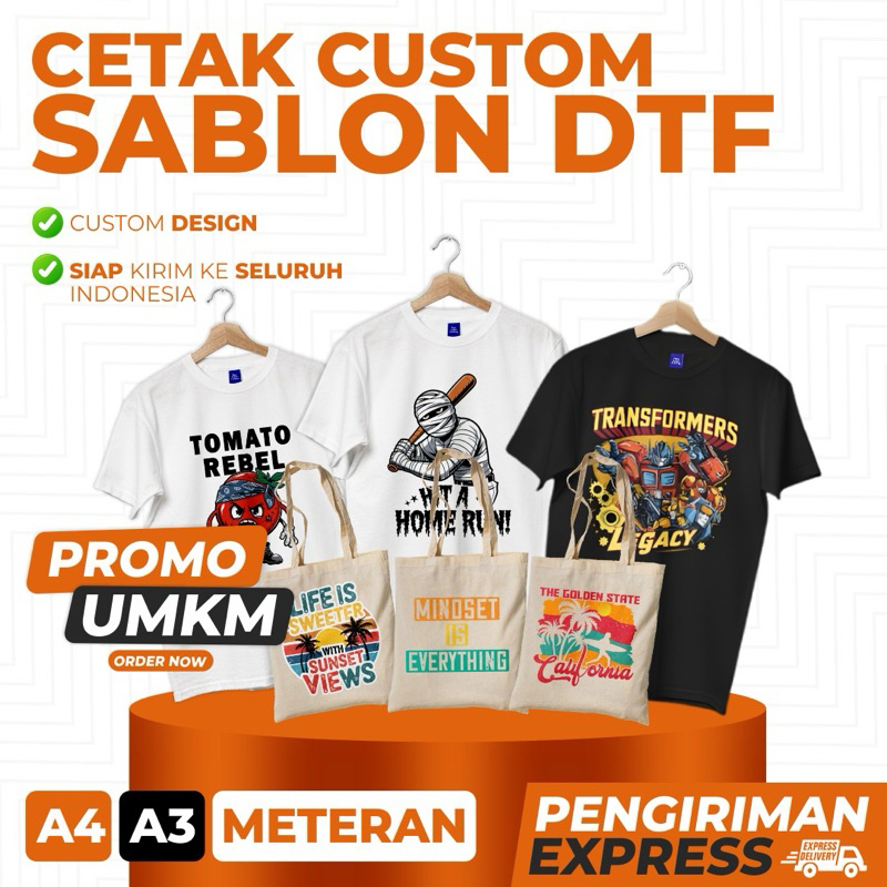 

CETAK STIKER SABLON DTF KAIN KAOS SIAP PRESS A4 A3 METERAN
