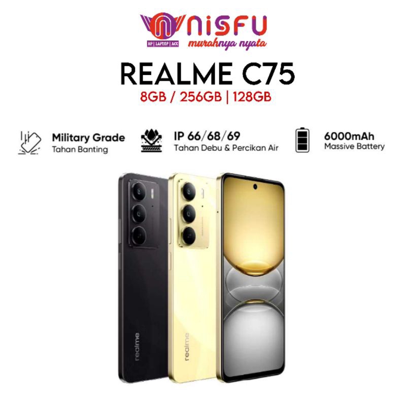 REALME C75 8GB / 256GB / 128GB | 6000 MAH | 45WATT SUPERVOOC | BERGARANSI RESMI