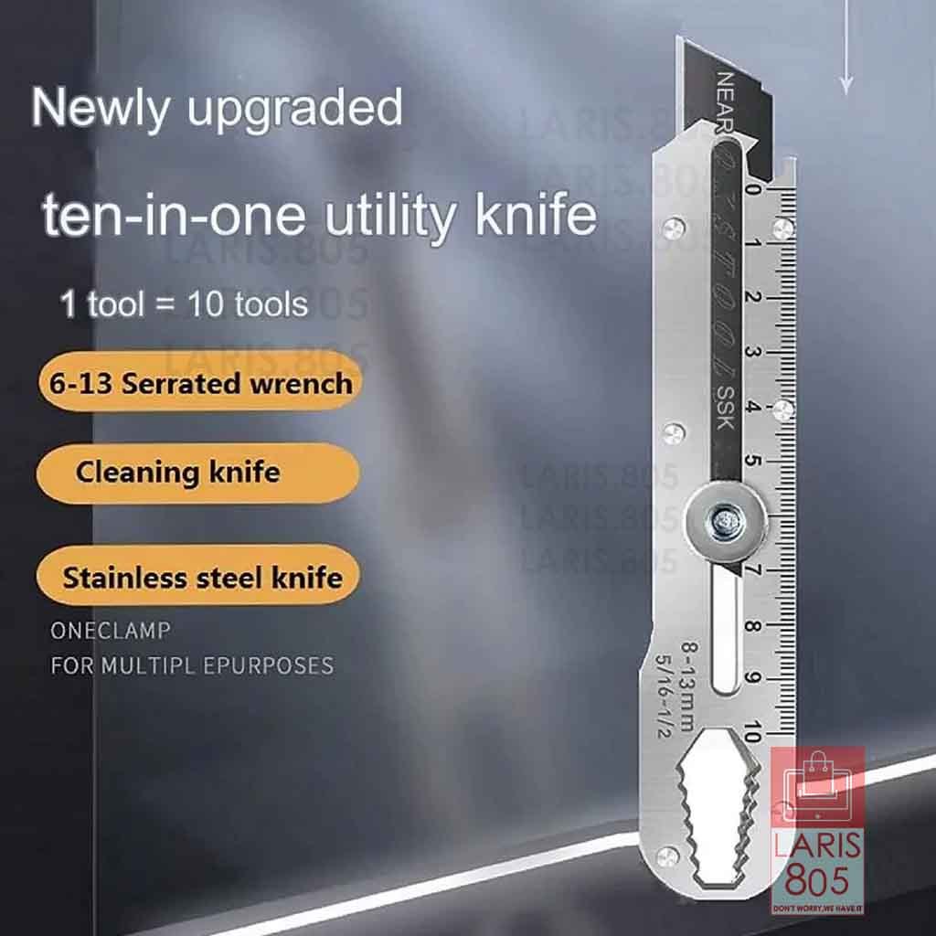 

Pisau Cutter Stainless 9in1 / Cutter Multifungsi / Pisau Kater Pembuka Botol Skrup Penggaris
