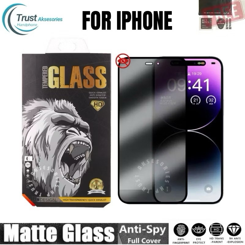 TEMPERED GLASS MATTE SPY IPHONE X XS XR XS MAX 11 11 PRO 11 PRO MAX 12 MINI 12 PRO 12 PRO MAX 13 13 