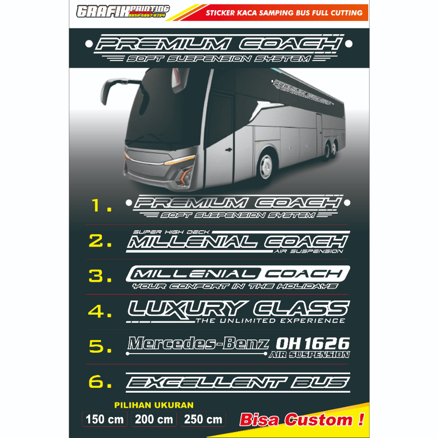 STICKER STIKER DECAL DECALS KACA BUS PREMIUM COACH AIR SUSPENSION