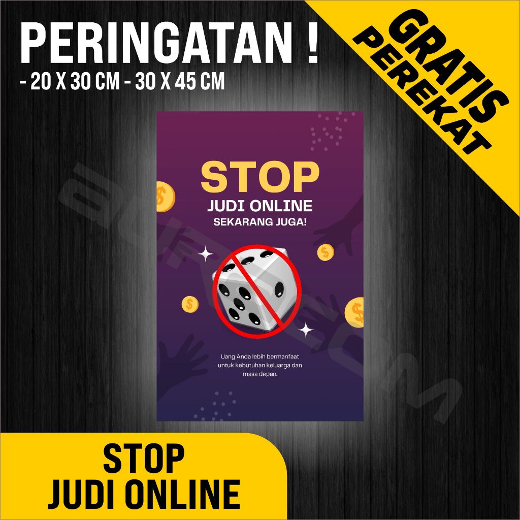 PAPAN AKRILIK dan STIKER, STOP JUDI ONLINE, AKRILIK CUSTOM, TULISAN AKRILIK FREE DESAIN ( A 377 )