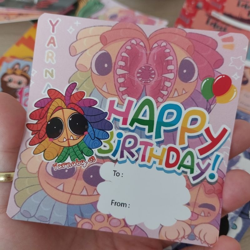 

Sticker Stiker Label Kartu Ucapan Yarnaby vinyl doff anti air Happy Birthday uk 10x10 cm