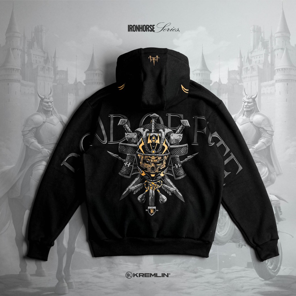 KREMLIN Zipper Hoodie Ironhorse Series Black - GHOST