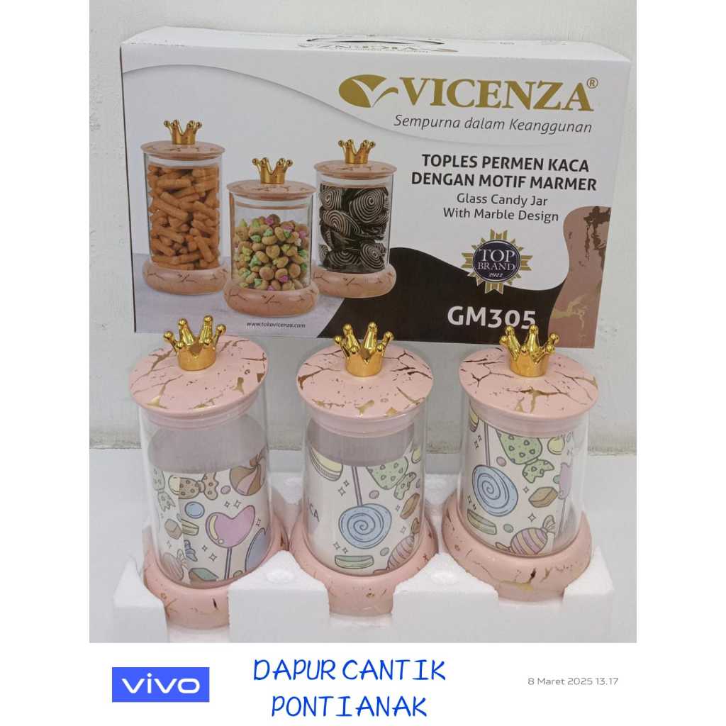 Toples Vicenza set 3 pcs motif MARMER PINK / PINK MARMER. TERBARU 