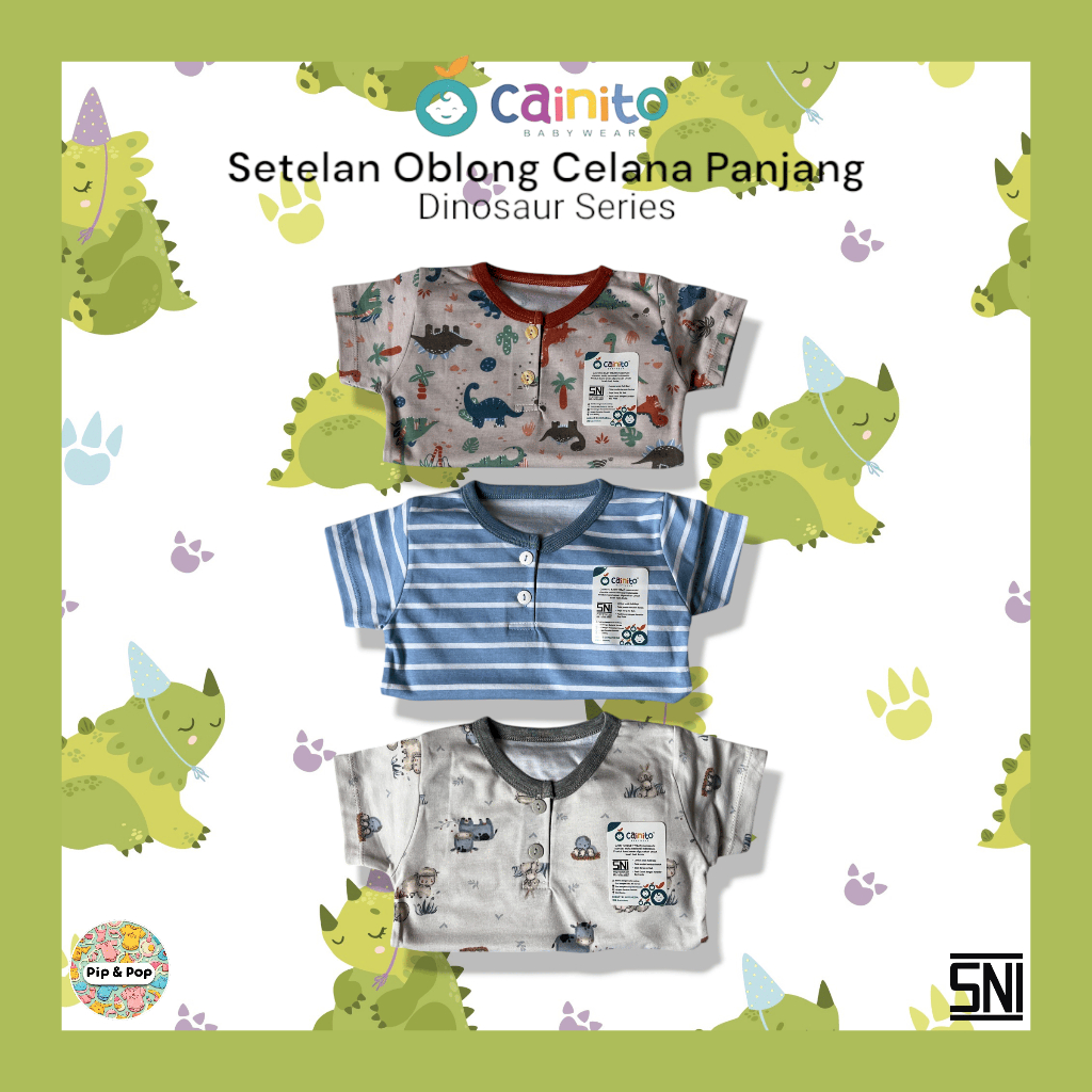 Cainito Setelan Anak Dinosaur Lengan Pendek Celana Panjang