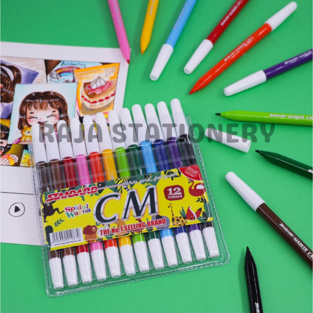 

Standard Spidol Colouring Marker Colours Child Marker / Spidol Warna Standard 12 24 Warna Warni CM-2