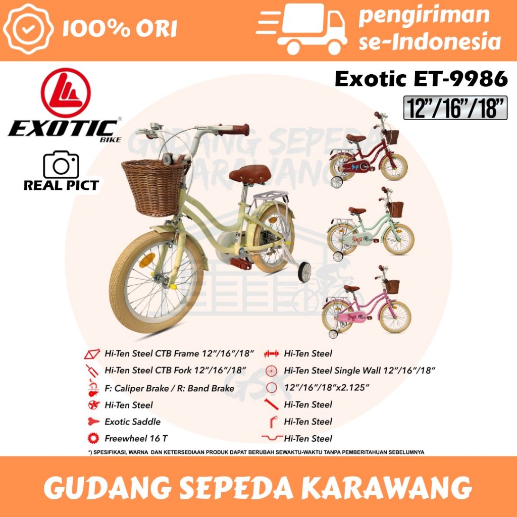 SEPEDA ANAK PEREMPUAN MINI EXOTIC MINI 9986 12" 16" 18"