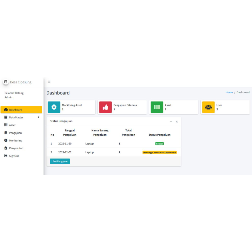 Aplikasi SIM Manajemen Aset Desa (SIM Aset) Berbasis Web Codeigniter