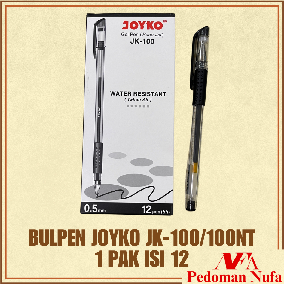 

NUFA Gel Pen Joyko JK 100 (Runcing) / JK 100 NT(Jarum) Pulpen GelPen JK-100 0.5 mm / Bolpen Pengel JK100