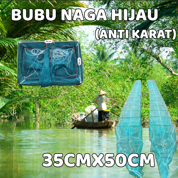 Bubu Naga Hijau 10 meter / 10m - 1/2" - 50x35cm [ANTI KARAT]
