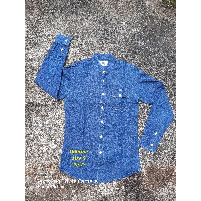 kemeja denim domine krah sanghai koko hem