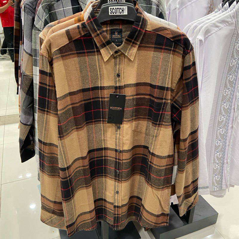 kemeja pria Scotch & Co lengan panjang motif salur sangat murah banyak pilihan motif dan warna