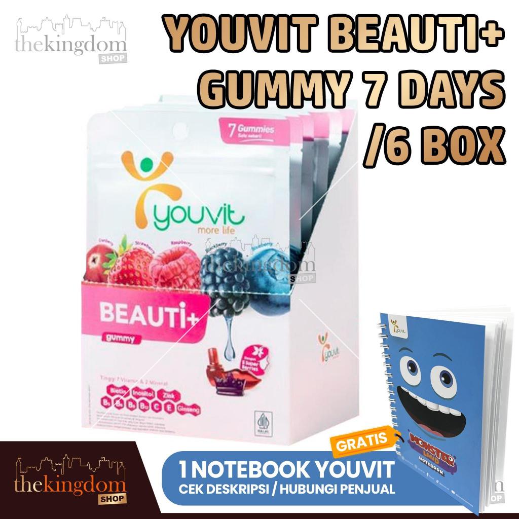 

Youvit Beauti+ Gummy 7 Days Box Isi 6 Sachet Suplemen Vitamin Rambut Rontok Beauty Multivitamin Supplement Hair Fall