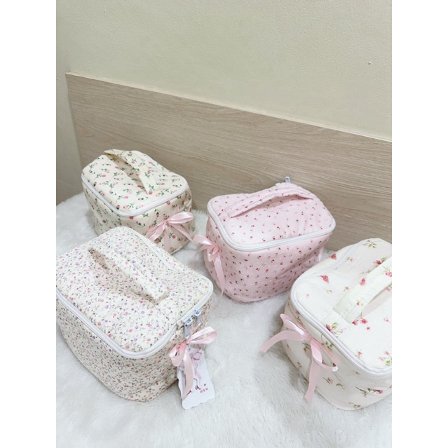 coquette makeup pouch | dewdrop orchid