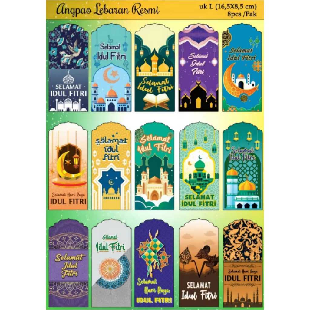 

AMPLOP LEBARAN IDUL FITRI / ANGPAU IDUL FITRI UKURAN L ANEKA MOTIF DAN WARNA
