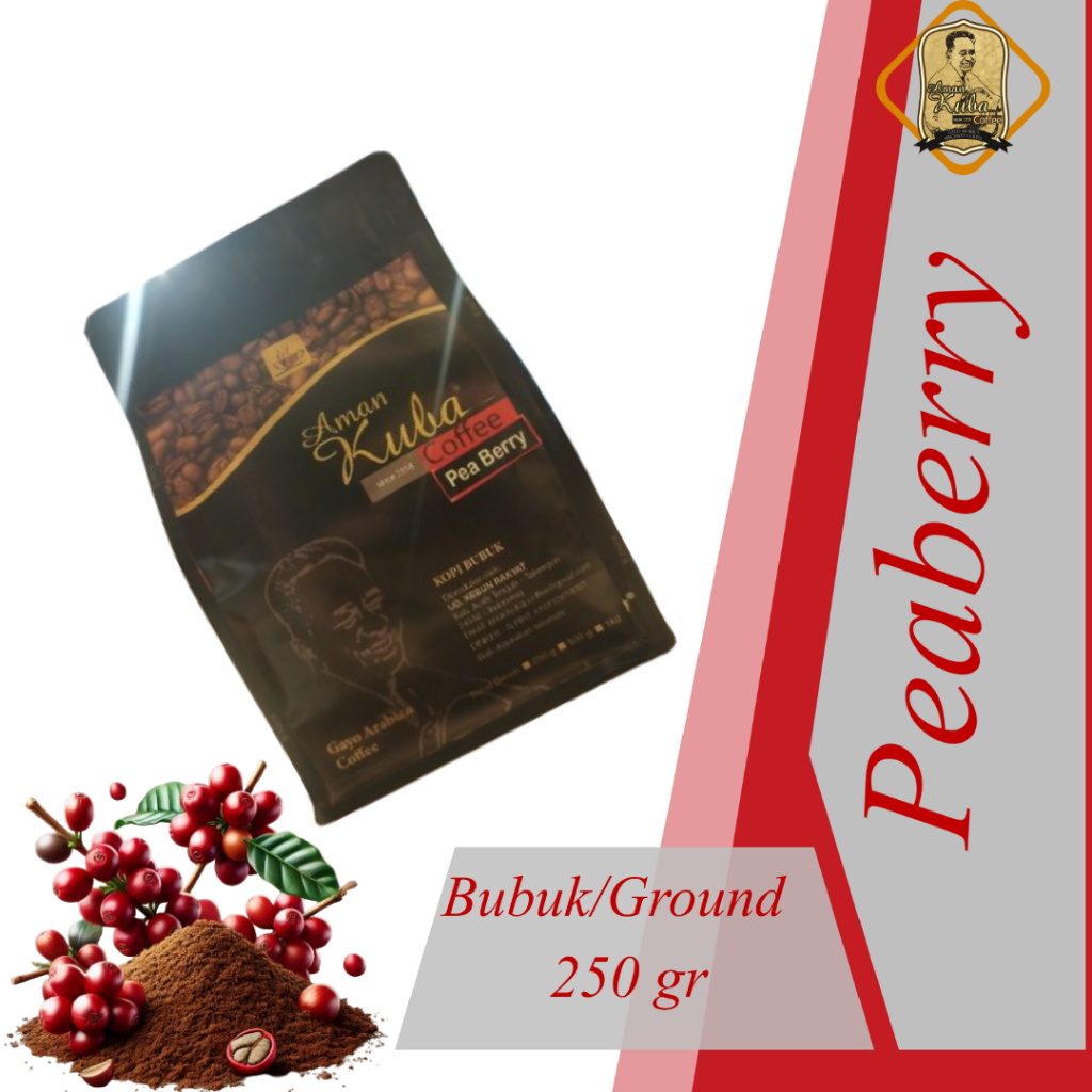

Aman Kuba Coffee II Gayo Arabika Aceh Takengon Peaberry Premium Quality II Bubuk II 250g