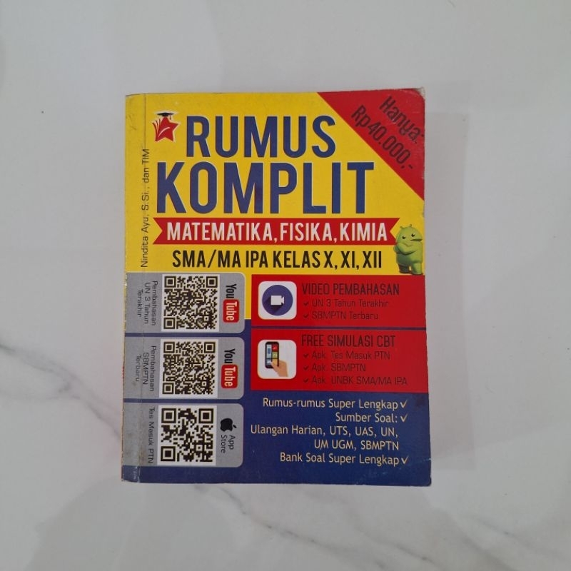 [BUKU SAKU] Buku Rumus Komplit SMA/MA IPA : Matematika, Fisika, Kimia (preloved)