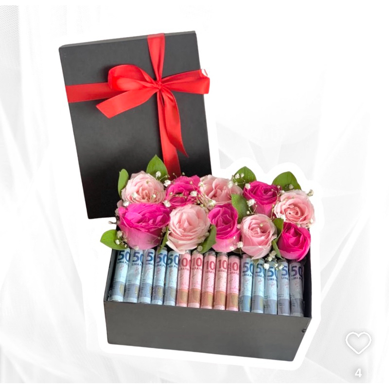 MONEY BOX LUXURY [5-30 Sheets] FRESH / ARTIFICIAL Flower | Birthday | Anniversary | Hadiah Ulang Tah
