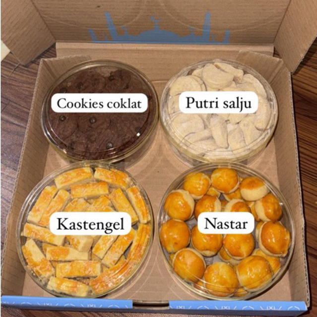 

Kue Kering Kue Lebaran toples 250 gram / Nastar / Putri Salju / Kastangel/ Cookies Coklat / Sempri Nanas