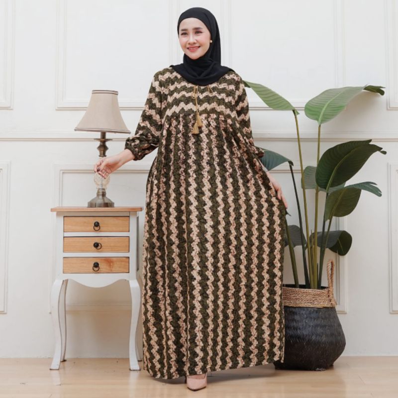 Gamis tali lonceng | gamis terbaru viral | gamis jumbo buat kondangan | gamis kombinasi cantik bumil