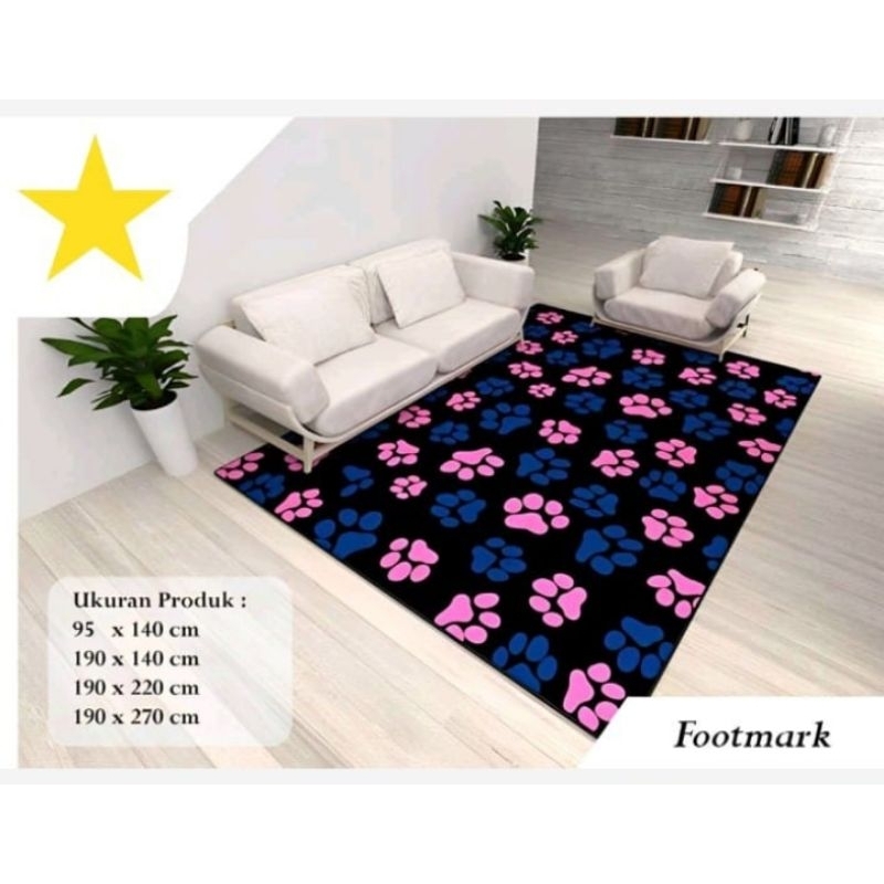 Ambal Malaysia Ukuran 190 x 270 Karpet  Lantai Karet Tebal  Motif Karakter Kotak Bunga Polyester