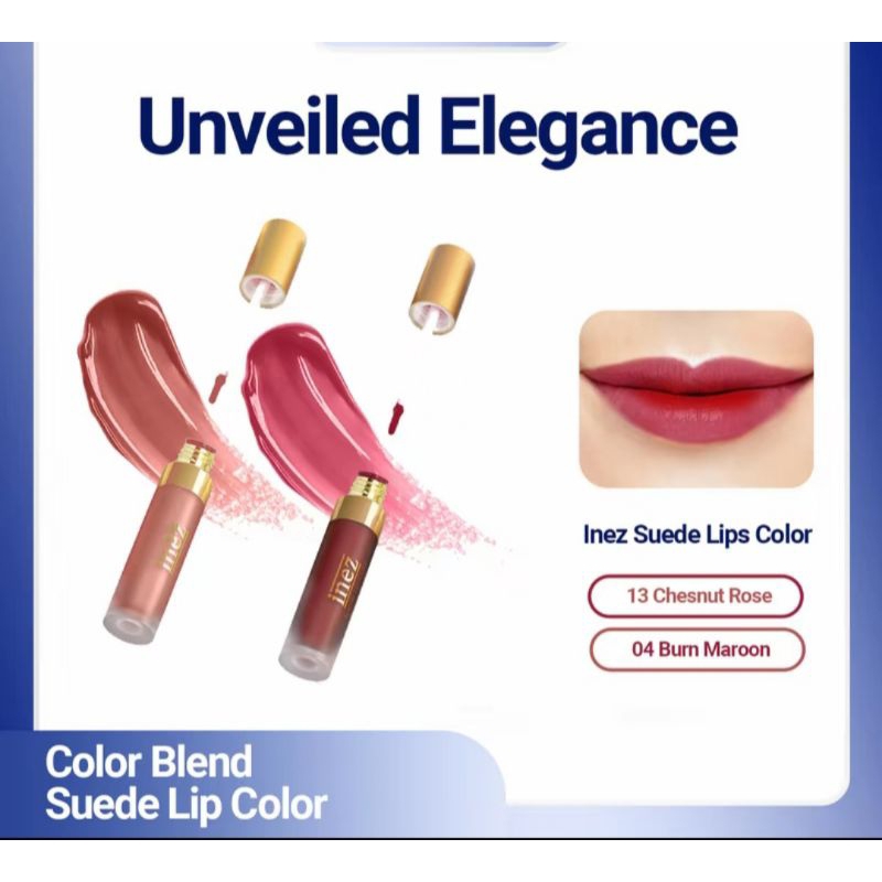 INEZ Suede Matte Lip Cream Best Ombre UNVEILED ELEGANCE / Lipstik cair tahan lama / Lipstik cair rin