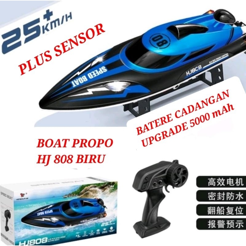 RC BOAT PROPO HJ 808 2,4GHZ KAPAL PERAHU MAINAN REMOTE CONTROL PENGENDALI JARAK JAUH UPGRADE BATERE