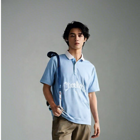 Whyme Rugby Polo Shirt - Kaos Oversize Blue Dreaming Katun 24s