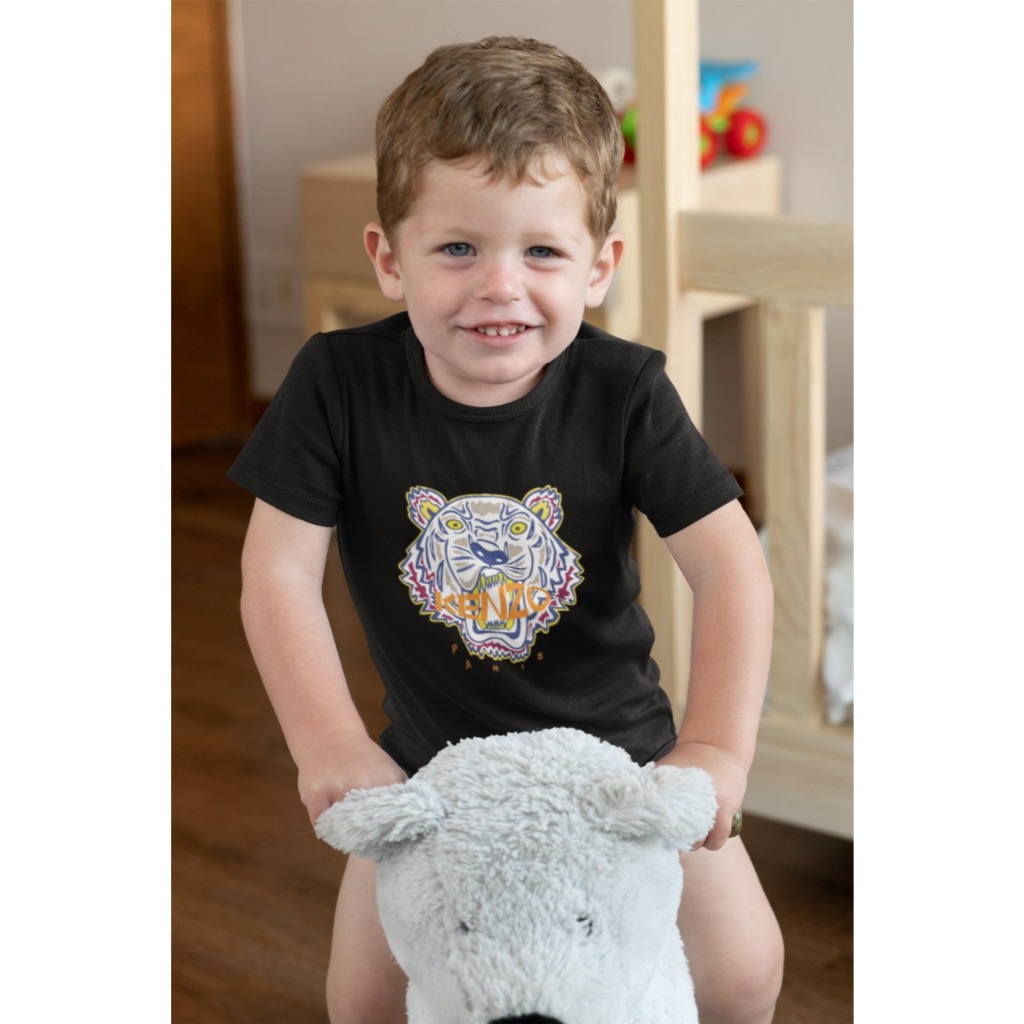 KENZO Kaos Anak Laki-laki/Perempuan Hitam